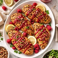 Pecan Crusted Chicken with Raspberry Drizzle