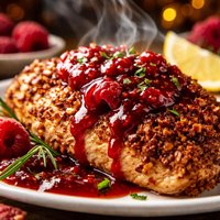 Pecan Crusted Chicken with Raspberry Sauce