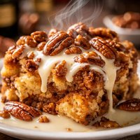 Pecan Praline Bread Pudding with Irish Cream Sauce Recipe