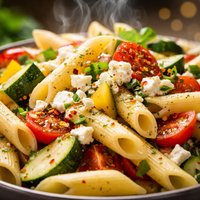 Penne Pasta with Feta and Summer Vegetables