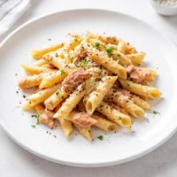 Penne Pasta with Smoked Ham Pepper Cream Sauce