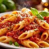 Penne Pasta with Tomato Sauce and Cheese