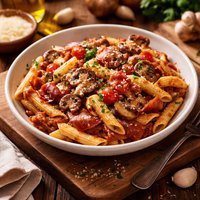 Penne Porcini with Tomato Prosciutto Porcini Mushrooms