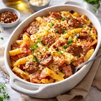 Penne Sausage and Ham Casserole