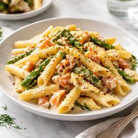 Penne with Asparagus and Smoked Salmon Cream