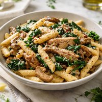 Penne with Chicken and Spinach and Mushroom