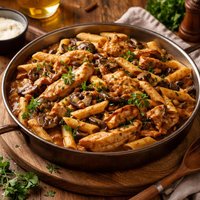 Penne with Chicken Madeira Wine and Mushrooms