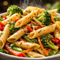 Penne with Ginger Garlic Vegetables