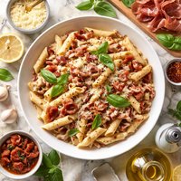 Penne with Prosciutto Sun Dried Tomatoes Cream