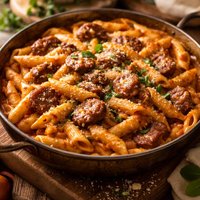 Penne with Sausage in Creamy Tomato Sauce