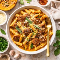 Penne with Sausage in Pumpkin Sauce
