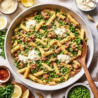 Penne with Sausage Peas and Mascarpone