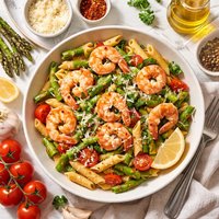 Penne with Shrimp Asparagus and Parmesan