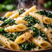 Penne with Spinach and Asiago Cheese