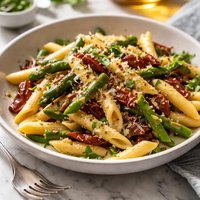 Penne with Sun Dried Tomatoes and Asparagus