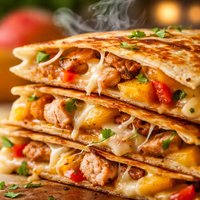 Pepper Jack Chicken and Peach Quesadillas