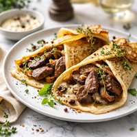 Pepper Steaks in Crepes