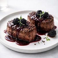 Pepper Steaks with Blackberry Glaze