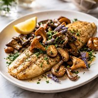 Peppered Petrale Sole with Mushrooms and Lavender
