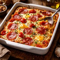 Pepperoni Egg Pizza Bake Casserole