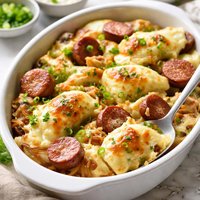 Perogies Casserole Ii with Smoked Sausage for Two