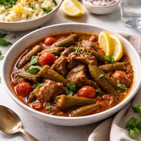 Persian Lamb and Okra Stew Khoresh Bamieh