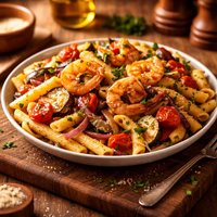 Personilized Pasta with Roasted Veggies and Shrimp