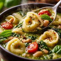 Pesto and Tortellini Soup