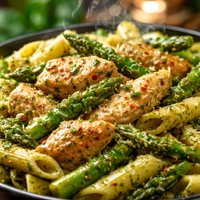 Pesto Chicken Pasta with Asparagus