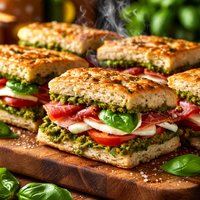 Pesto Focaccia Sandwich for Six