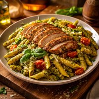 Pesto Penne with Roasted Chicken