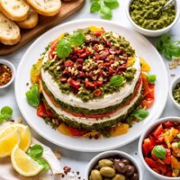 Pesto Roasted Pepper Goat Cheese Torta