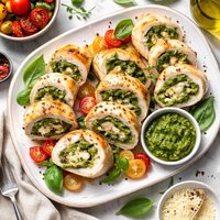 Pesto Stuffed Chicken Rolls