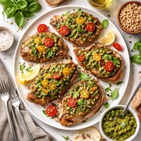 Pesto Topped Pork Chops