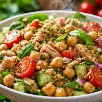 Pesto Tuna Chickpea Salad