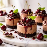 Petite Chocolate Cherry Cheesecakes