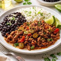 Picadillo with Rice and Black Beans