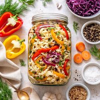 Pickled Cabbage and Peppers