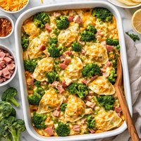 Pierogie Broccoli and Ham Bake