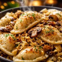Pierogies with Cabbage and Mushrooms