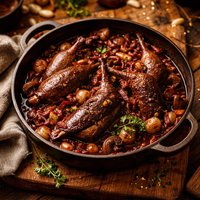Pigeon Casserole in Red Wine Sauce