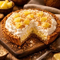 Pineapple Coconut Cream Pie in Coconut Cookie Crust