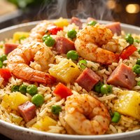 Pineapple Fried Rice with Sprimp and Ham