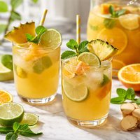 Pineapple Ginger Punch with Citrus Ice Cubes