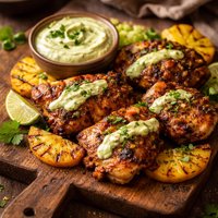 Pineapple Mojo Chicken with Tangy Avocado Cream