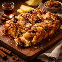 Pineapple Raisin and Rum Bread Pudding