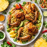 Pineapple Stuffed Cornish Game Hens