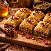 Pistachio Baklava with Honey and Rose Water