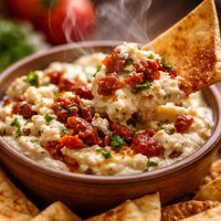 Pita Chips with Sun Dried Tomato and Goat Cheese Spread