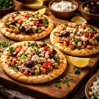 Pita Pizzas Greek Style